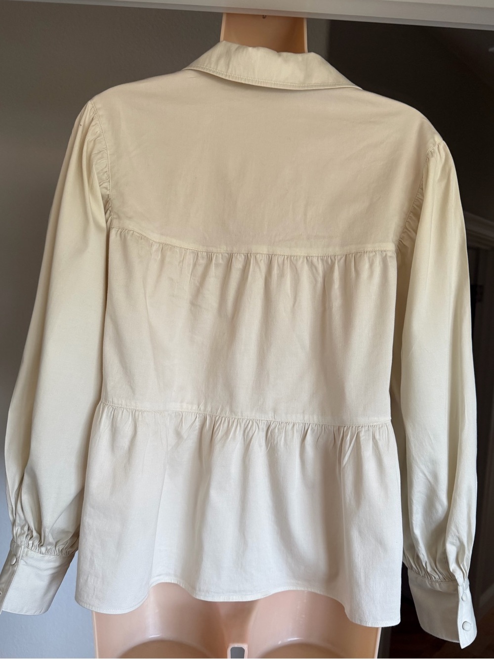 *SOLD* CROSBY by Mollie Burch Ivory Babydoll Poet Peasant Blouse Puff Sleeve M - Picture 7 of 11